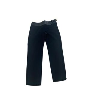 NWT Ralph Lauren purple label Black Leather waistband wool trouser Pants size 12